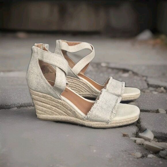 Lucky Brand Mindra Canvas Espadrille Platform Wedge Sandals Women's Size 6.5 - Picture 2 of 6